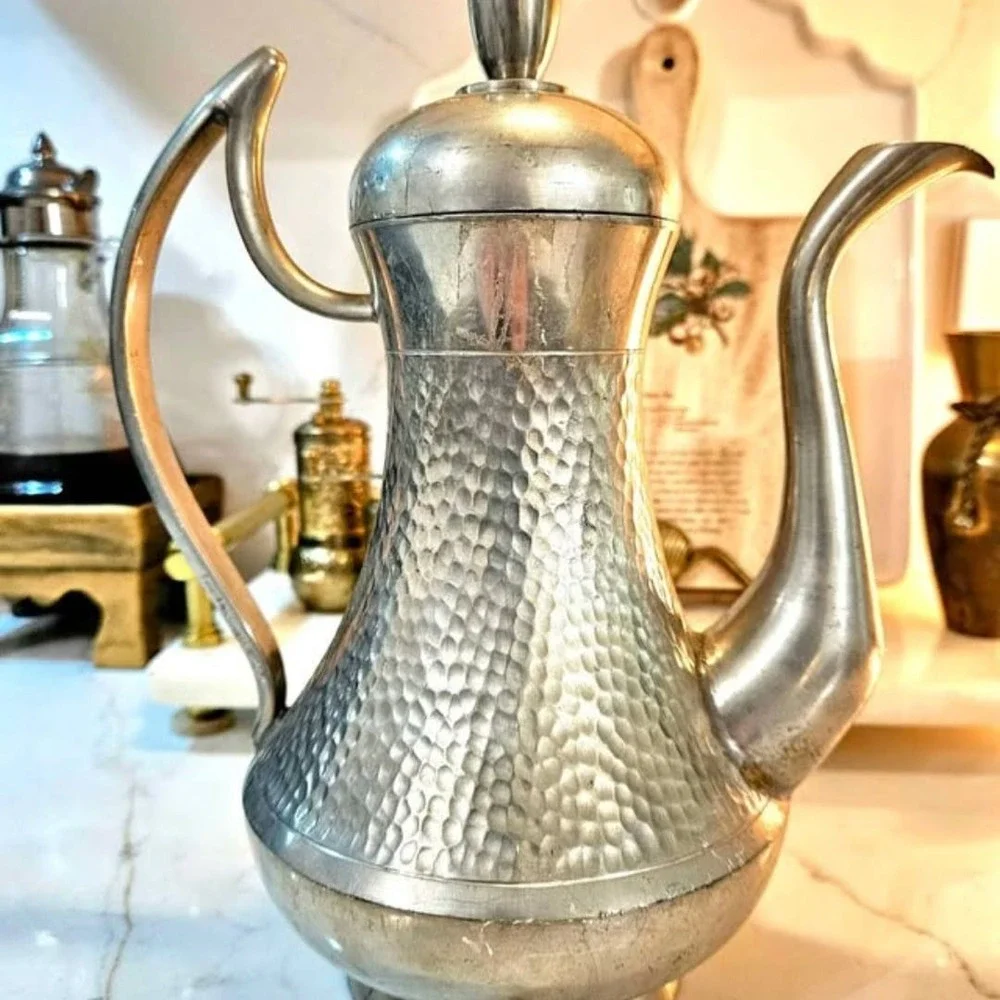 Vintage Hand Hammered Pewter Tea or Coffee Pot